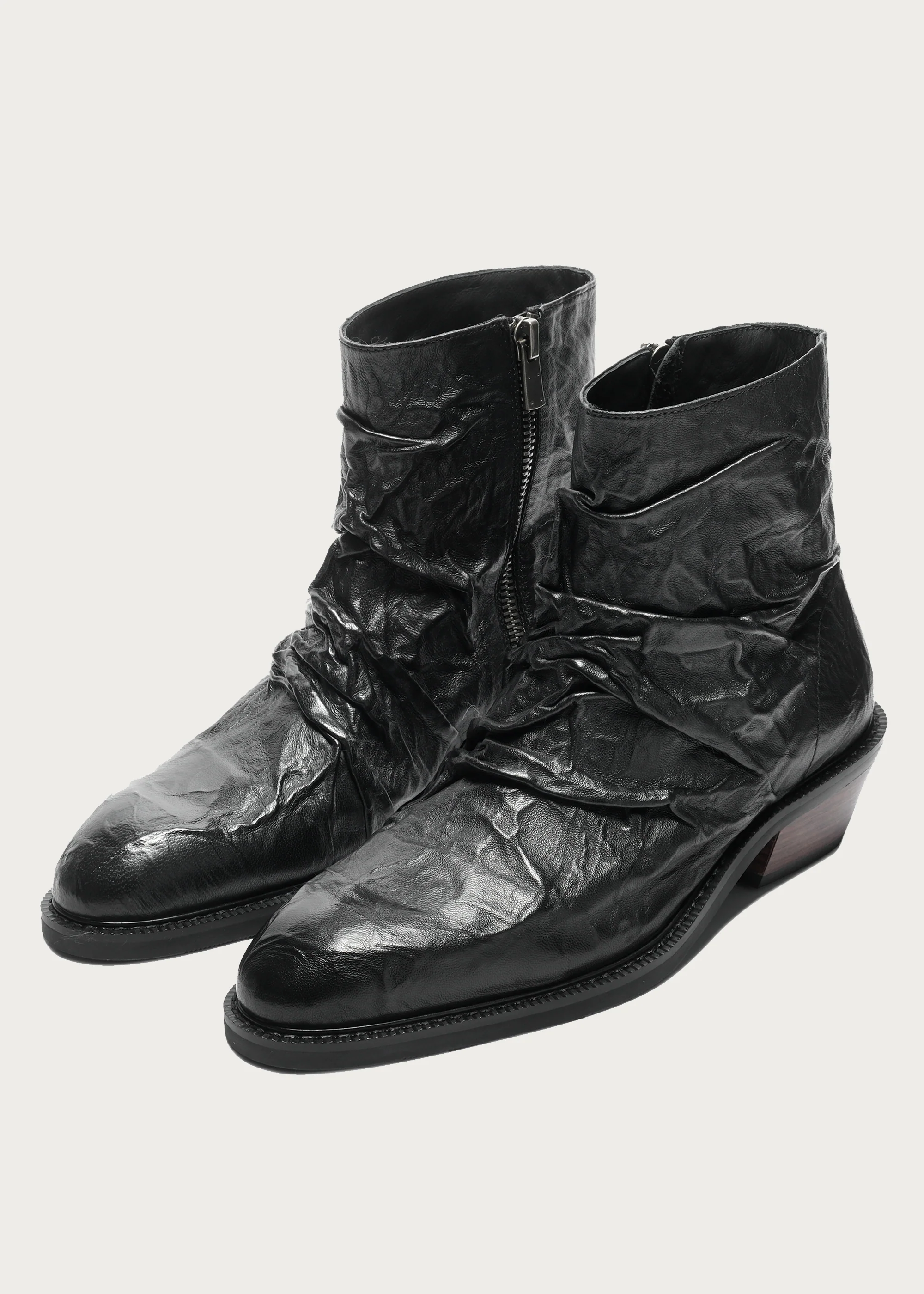 Ankle boots Metallic-texture Ruched Sheepskin - Image 6