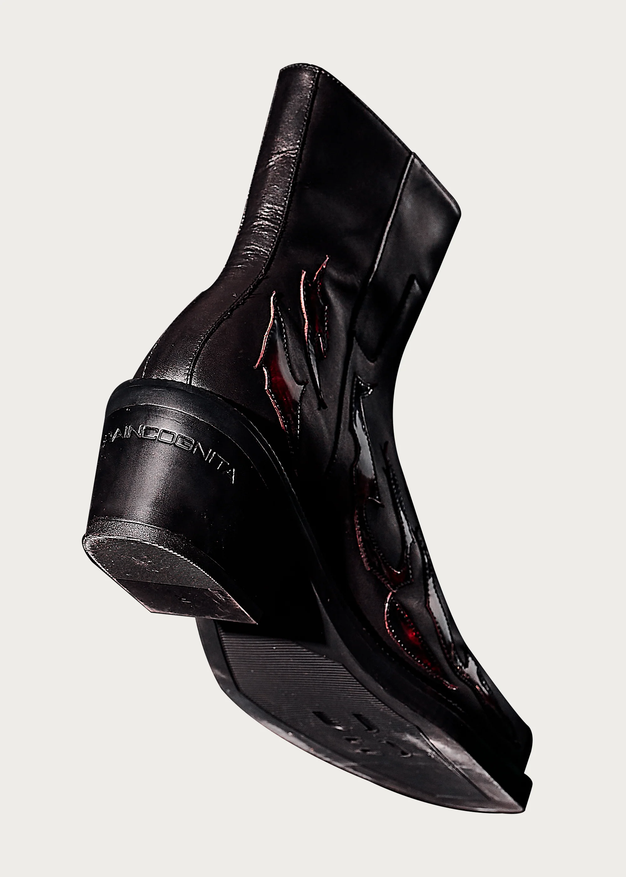 Ankle boots Square-toe Black and Red-Flame-pattern - Image 10