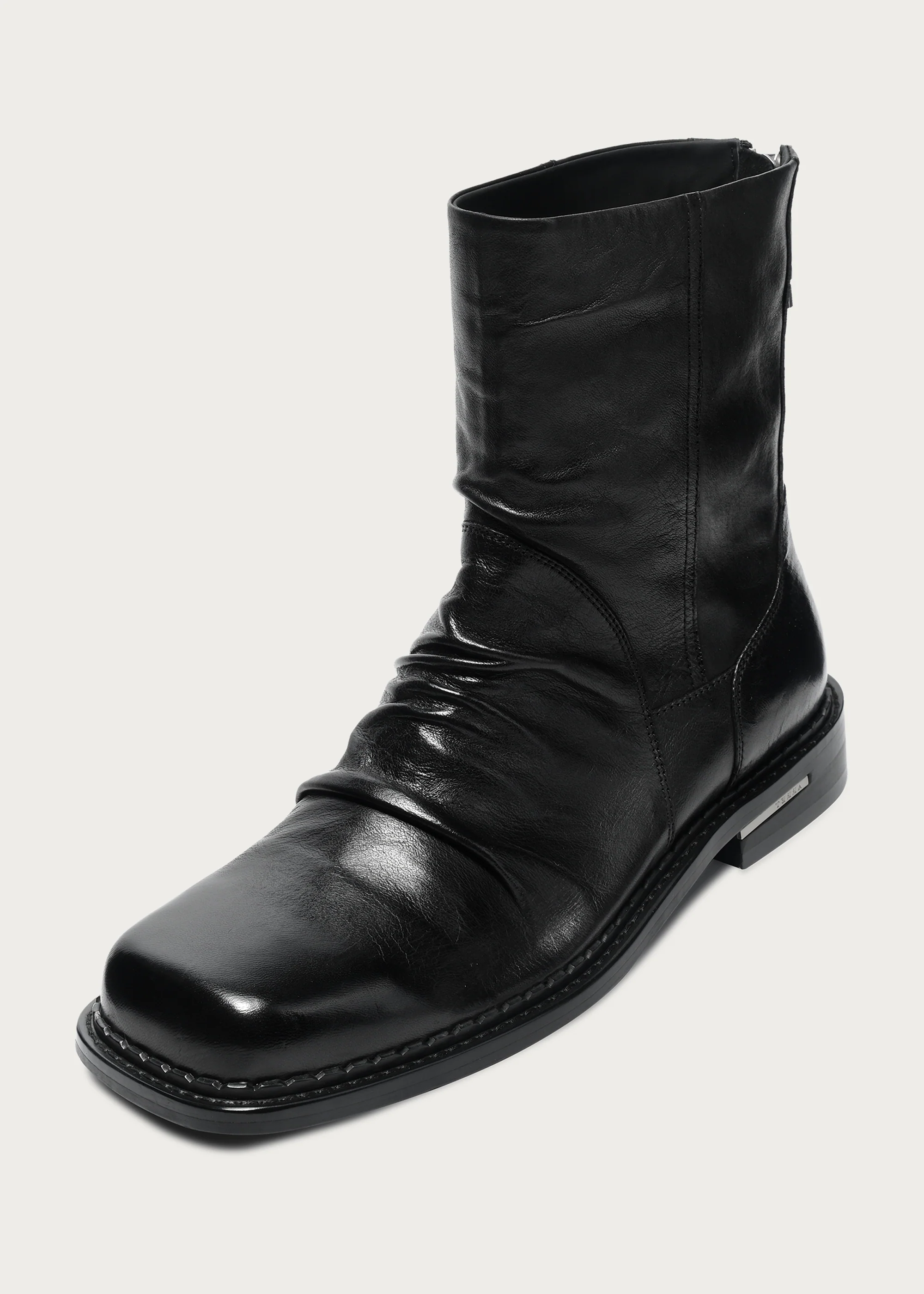 Ankle boots Square-toe Ruched Washed-horsehide - Image 6