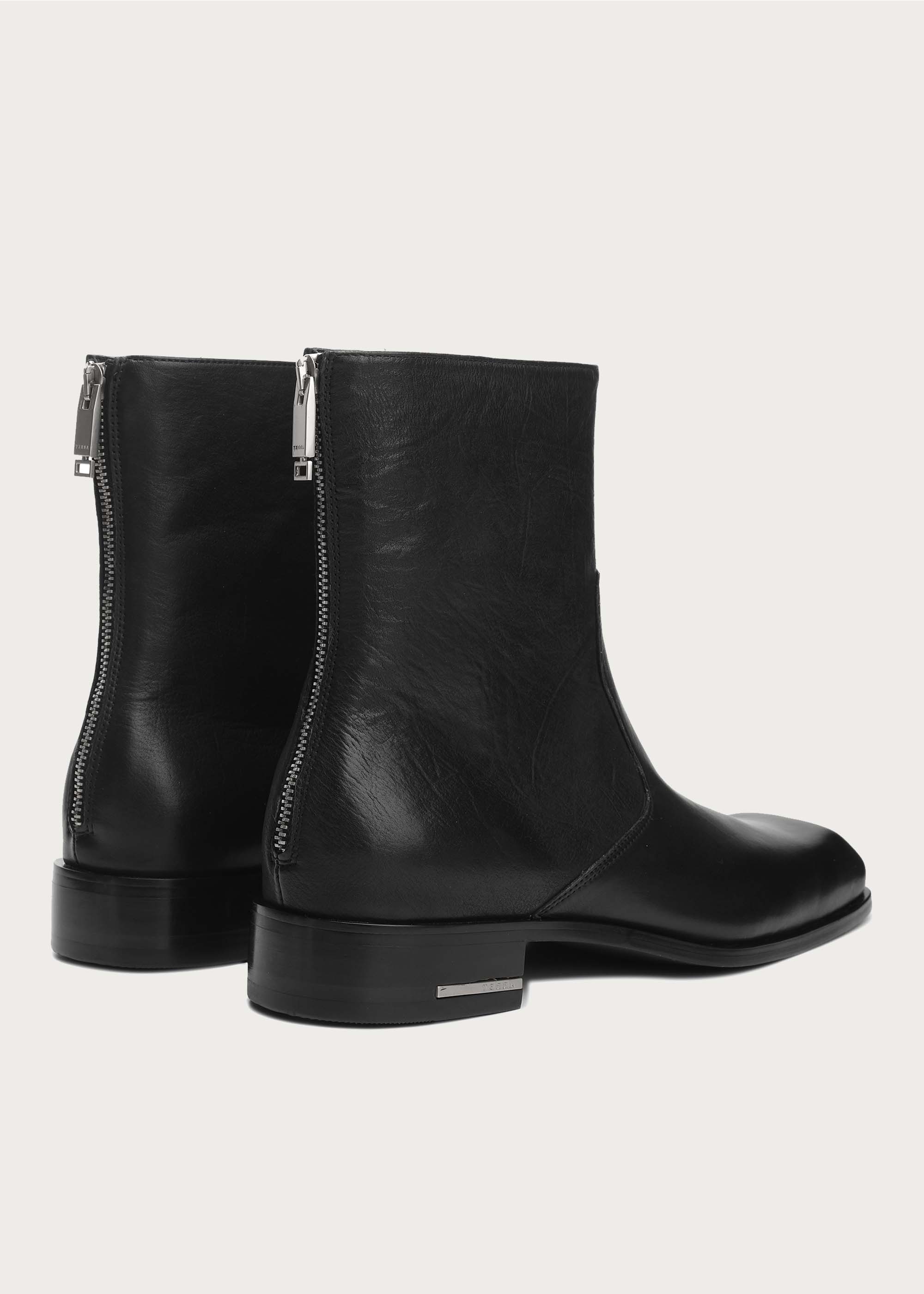 Beveled Square-toe Horsehide Ankle boots Black - Image 6