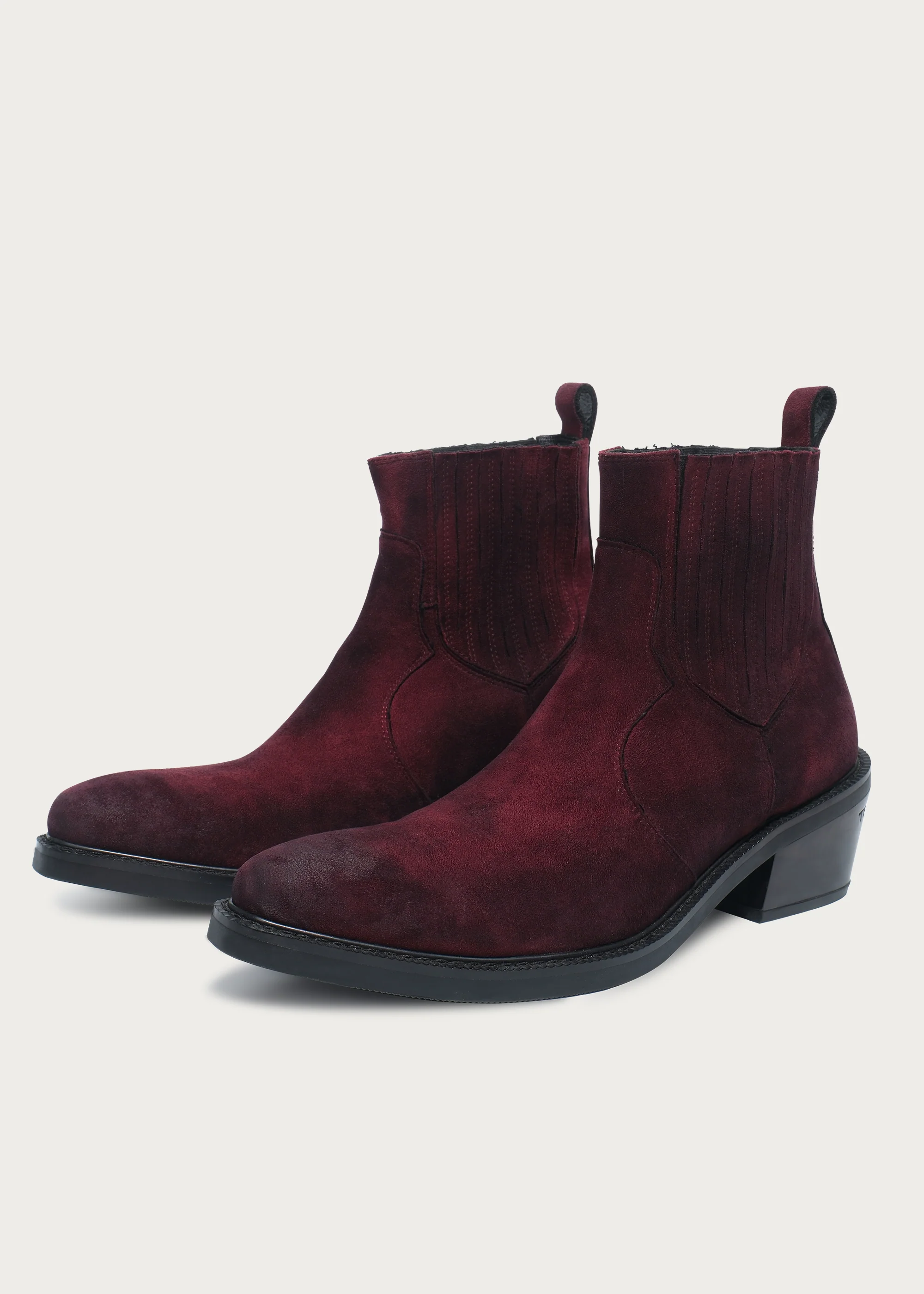 Chelsea boots Pointed-toe Velvet Garnet red - Image 3