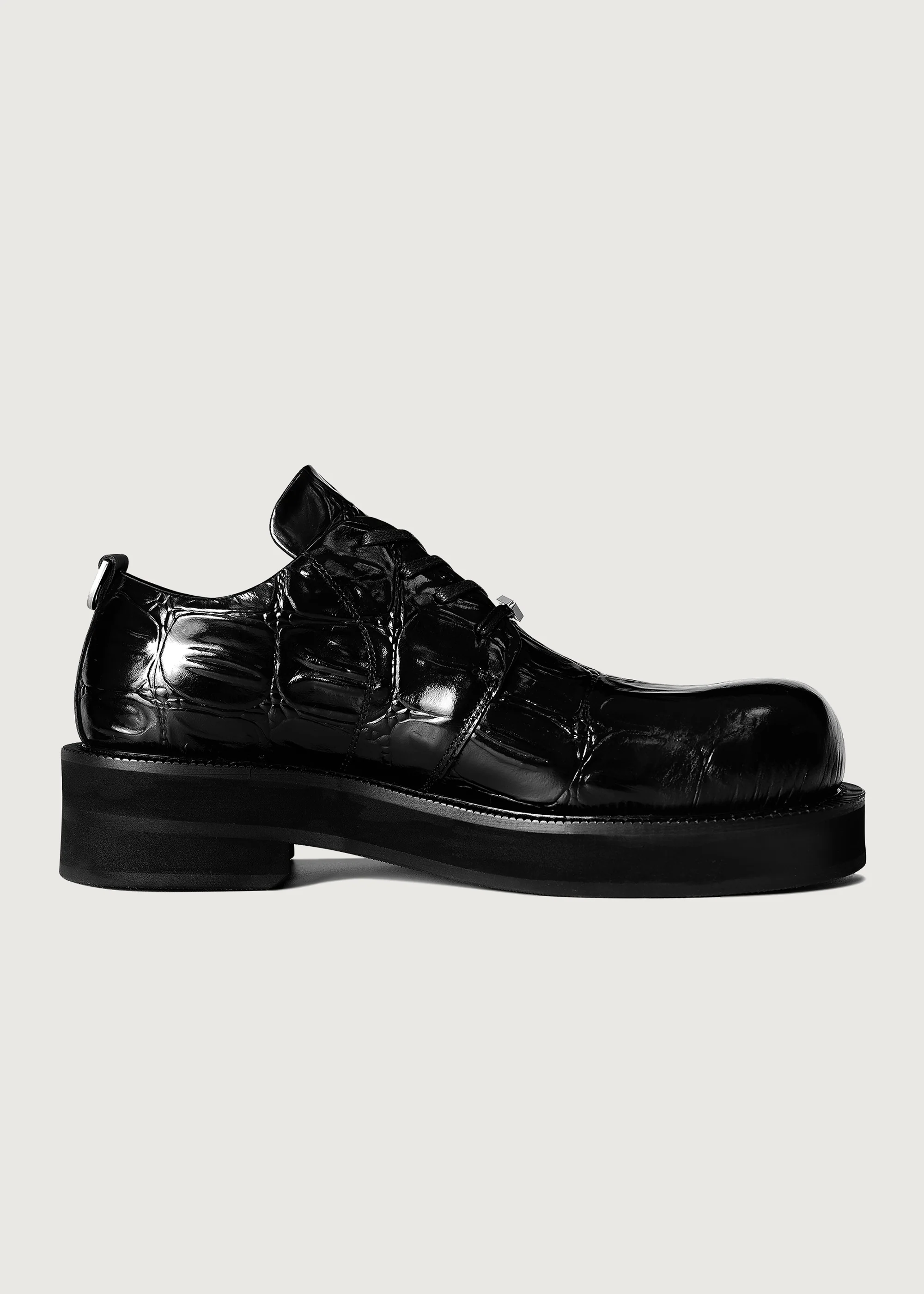 Derby shoes crocodile-print thick-soled Black - Image 4