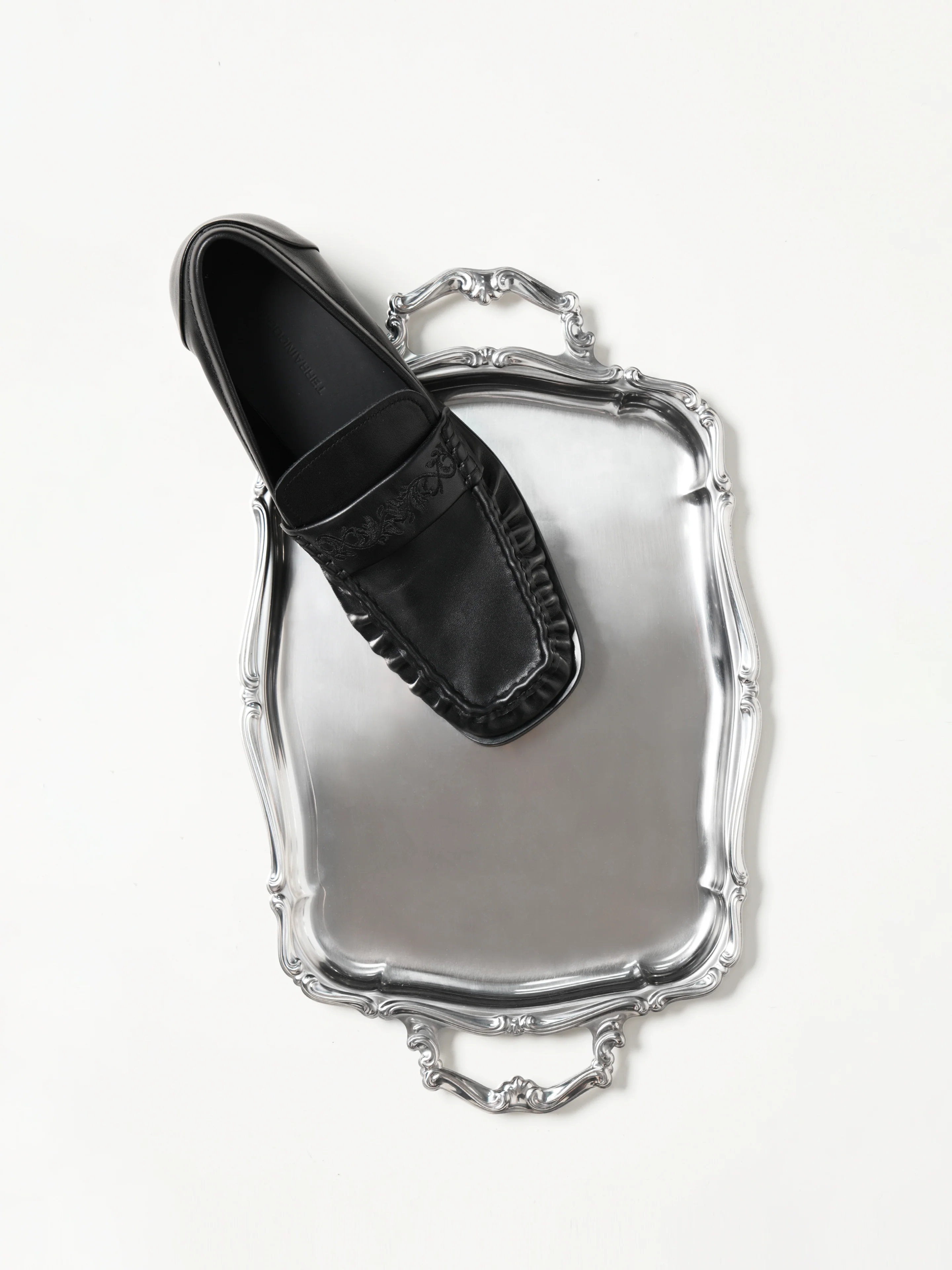 Loafers Square-toe Vine-engraved Elegant black - Image 4