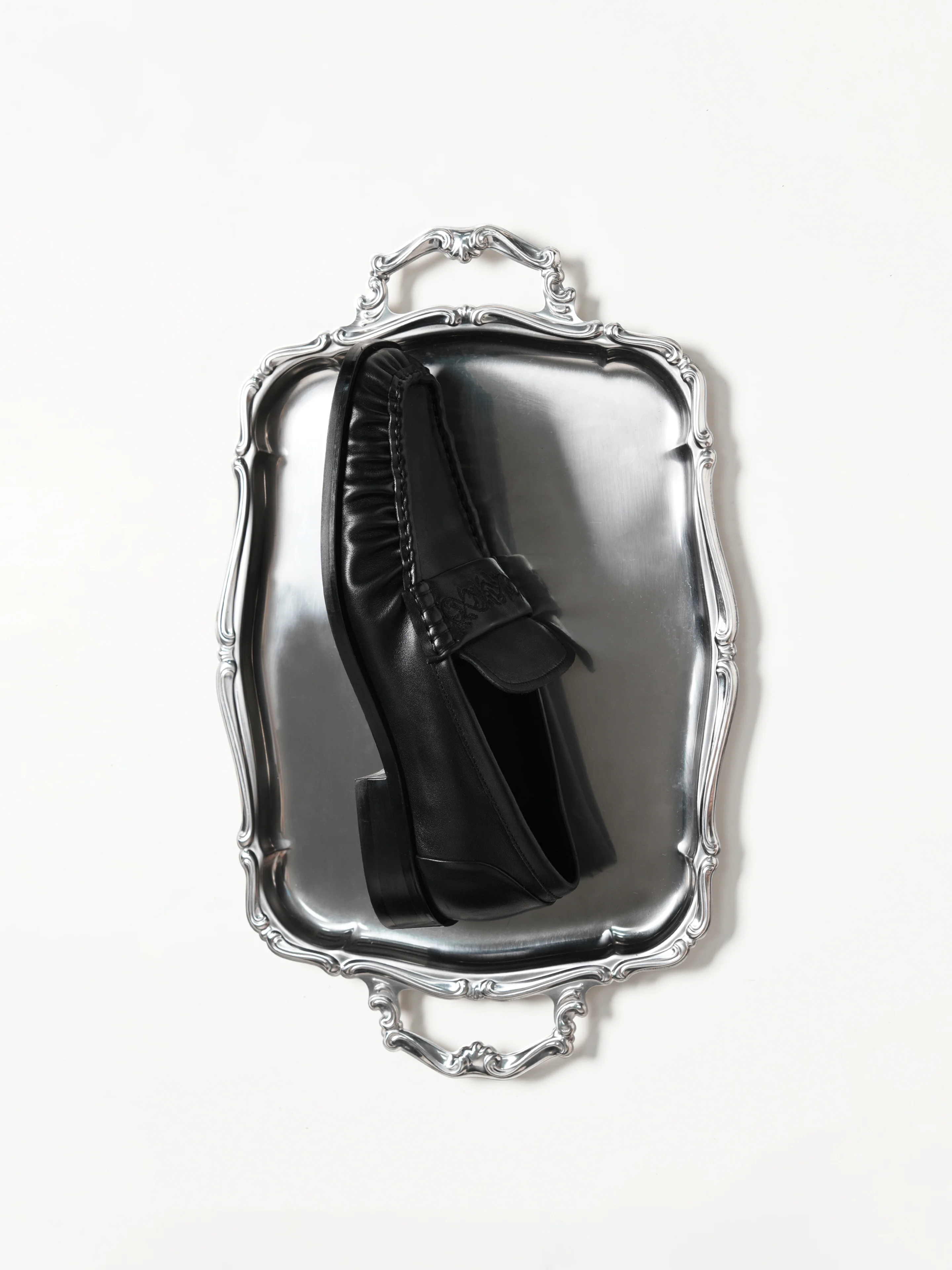 Loafers Square-toe Vine-engraved Elegant black - Image 7